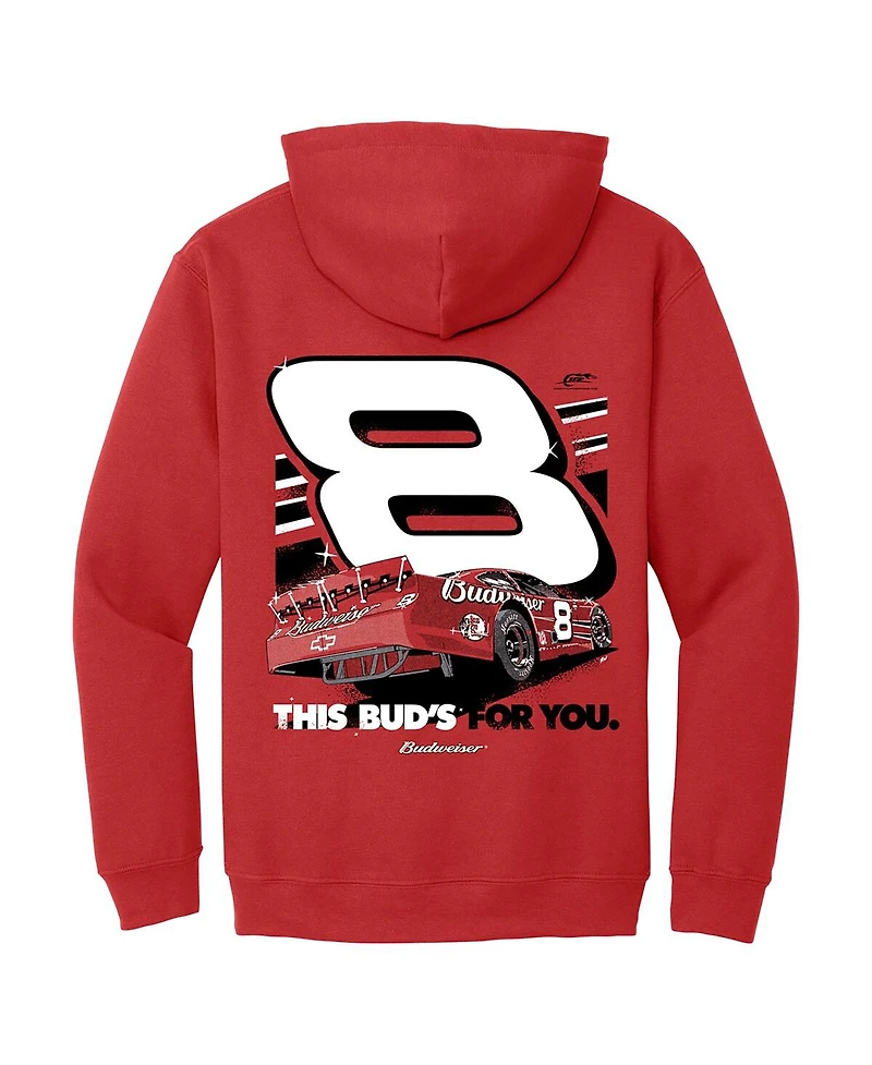 Jr Motorsports Official Team Apparel Men's Red Dale Earnhardt Jr. Budweiser Car Pullover Hoodie
