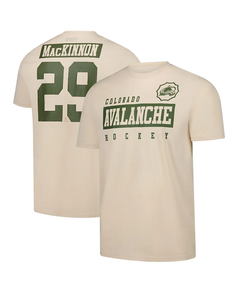 LevelWear Men's Nathan MacKinnon Khaki Colorado Avalanche 2024 Nhl Military Appreciation Richmond Delta Player Name Number T-Shirt