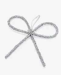Holiday Lane Jeweled Classics Silver-Tone Glitter Bow Ornament, Macy's Exclusive