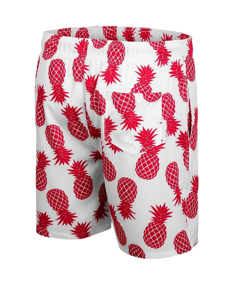 Colosseum Men's White/Red Wisconsin Badgers Pineapple Swim Shorts
