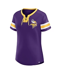 Fanatics Women's Purple Minnesota Vikings Bling Athena Jersey Style Lace-up T-Shirt