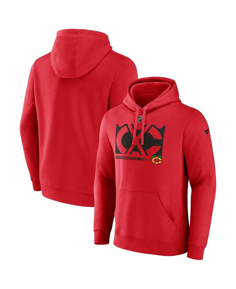 Fanatics Men's Red Chicago Blackhawks Fleece Pullover Hoodie