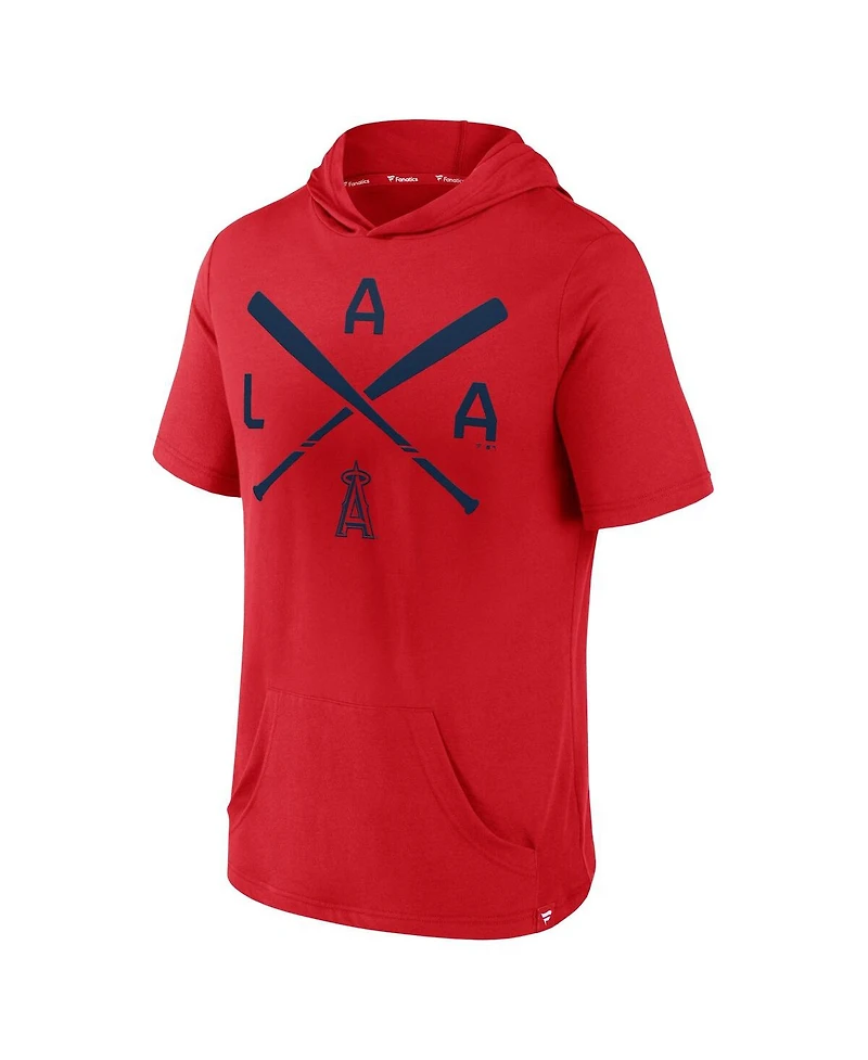 Fanatics Men's Red Los Angeles Angels Iconic Rebel Short Sleeve Hoodie