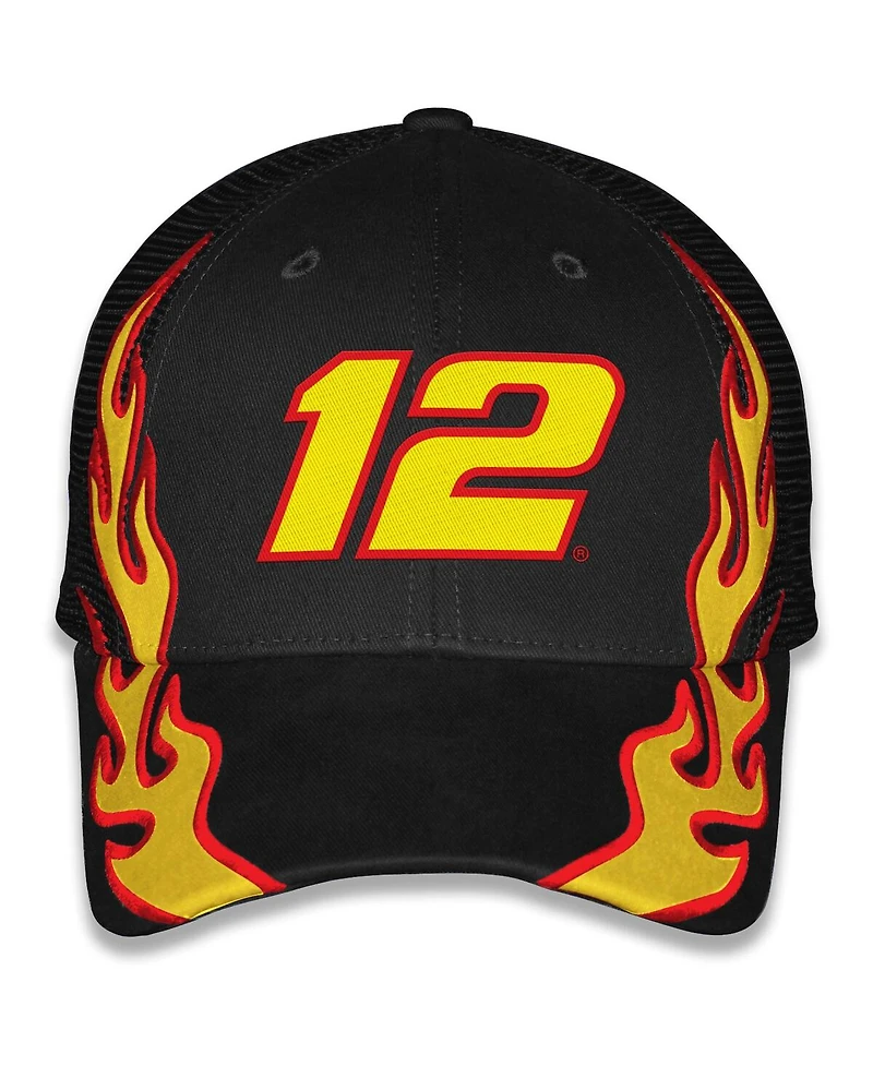 Checkered Flag Sports Men's and Women's Black Ryan Blaney Menards Flame Trucker Adjustable Hat