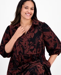 Sandra Darren Plus 3/4-Sleeve Tiered Midi Dress