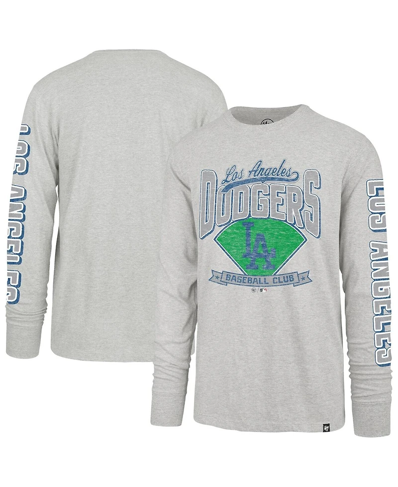 '47 Brand Men's Gray Los Angeles Dodgers Big Tall Distressed Franklin Long Sleeve T-Shirt