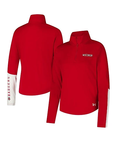 Under Armour Women's Red Wisconsin Badgers Gameday Knockout Sleeve Hit Quarter-Zip Jacket