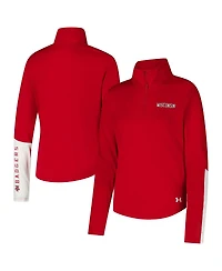 Under Armour Women's Red Wisconsin Badgers Gameday Knockout Sleeve Hit Quarter-Zip Jacket