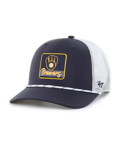 '47 Brand Men's Navy/White Milwaukee Brewers Scratch Adjustable Trucker Hat