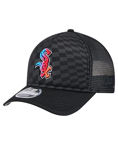New Era Men's Black Chicago White Sox Gradient 9FORTY A-Frame M-Crown Trucker Adjustable Hat