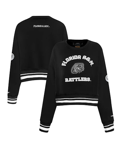 Pro Standard Women's Black Florida A&M Rattlers Cropped Pullover Sweatshirt