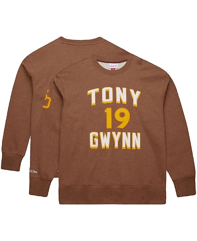 Mitchell & Ness Men's Tony Gwynn Brown San Diego Padres Legends Collection Vintage Logo Name Number Fleece Pullover Sweatshirt