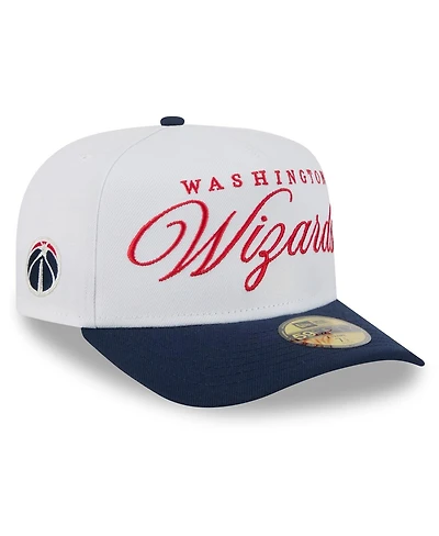 New Era Men's White/Navy Washington Wizards 2025 Nba Draft A-Frame 59FIFTY Fitted Hat