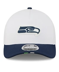 New Era Men's White/College Navy Seattle Seahawks 2025 Nfl Training Camp A-Frame 9FORTY Adjustable Hat