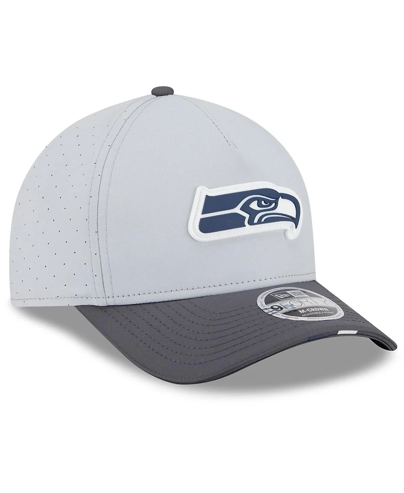 New Era Men's Gray/Graphite Seattle Seahawks 2025 Nfl Training Camp A-Frame 9FORTY Adjustable Hat
