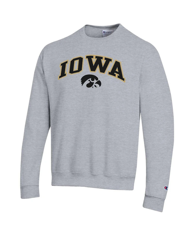 Champion Men's Heather Gray Iowa Hawkeyes Arch Over Logo Pullover Sweatshirt