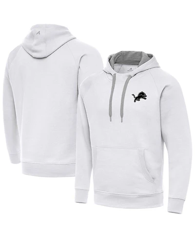 Antigua Men's White Detroit Lions Brushed Carbon Victory Pullover Hoodie