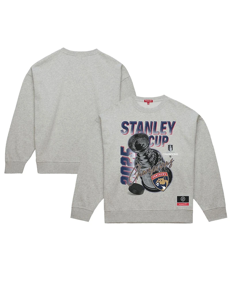 Mitchell & Ness Women's Heather Gray Florida Panthers 2025 Stanley Cup Champions Pullover Sweatshirt