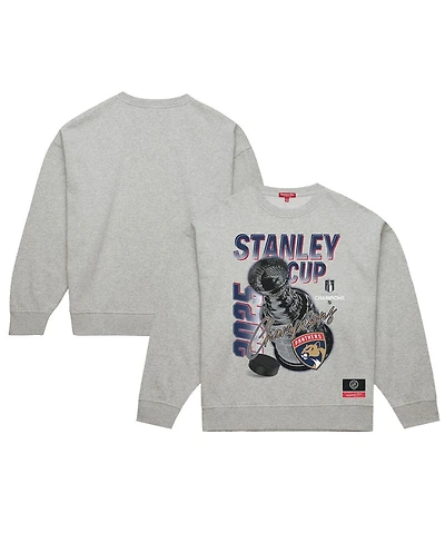 Mitchell & Ness Women's Heather Gray Florida Panthers 2025 Stanley Cup Champions Pullover Sweatshirt