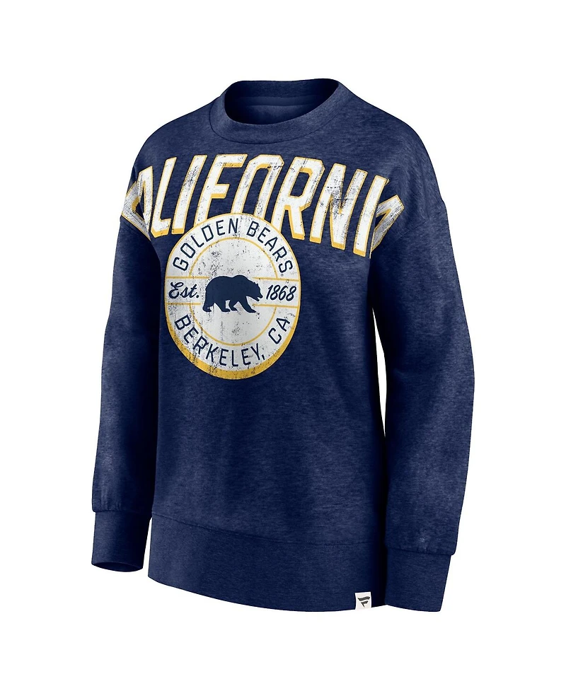 Women's Fanatics Heathered Navy Cal Bears Jump Distribution Pullover Sweatshirt