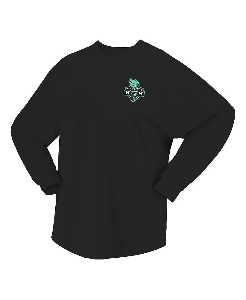 Spirit Jersey Women's Black New York Liberty Oversized Preppy City Long Sleeve T-Shirt