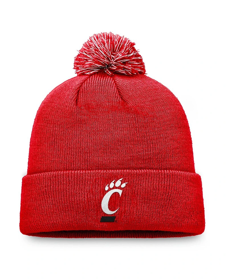 Top of the World Men's Red Cincinnati Bearcats Team Logo Cuffed with Pom Knit Hat