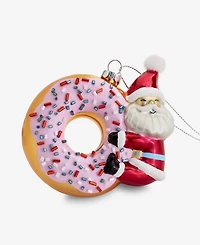 Holiday Lane Sugar Plum Glass Santa Donut Ornament, Macy's Exclusive
