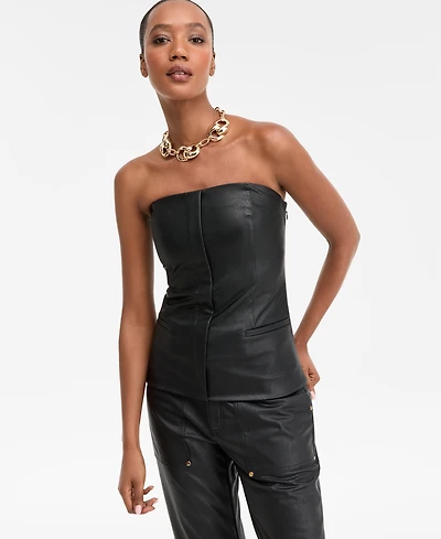 I.n.c. International Concepts Women's Faux-Leather Strapless Top, Macy's Exclusive