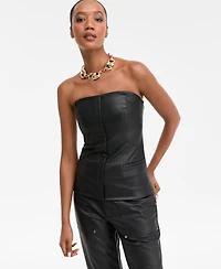 I.n.c. International Concepts Women's Faux-Leather Strapless Top, Macy's Exclusive