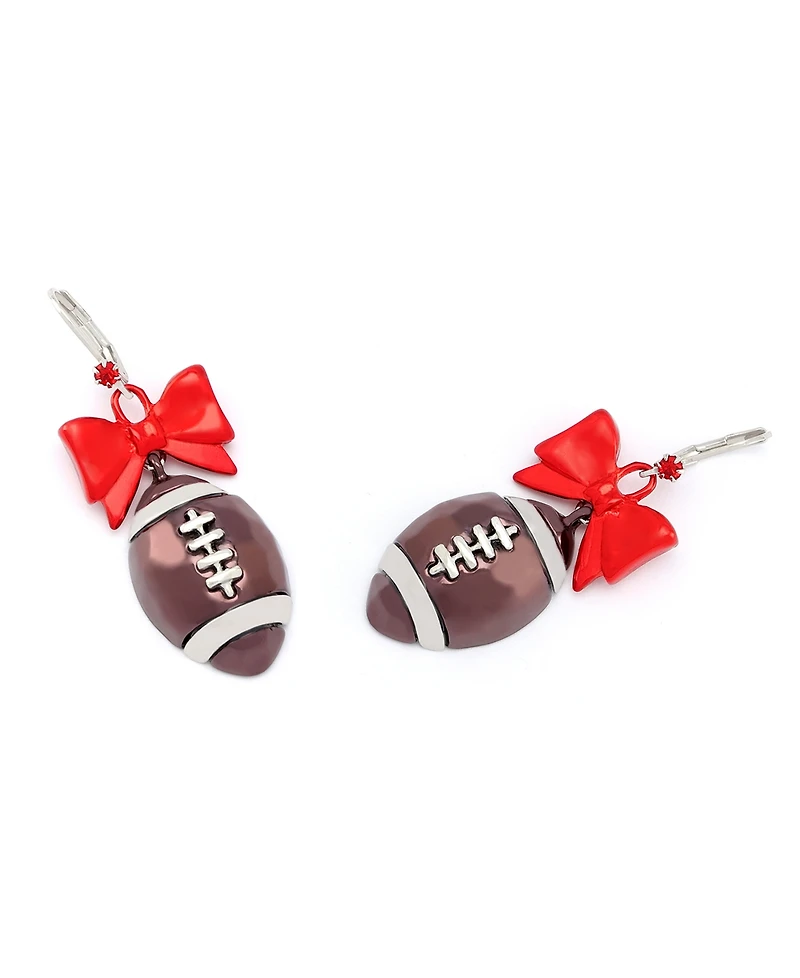 Betsey Johnson Faux Stone Kick Off Bow Football Drop Earrings