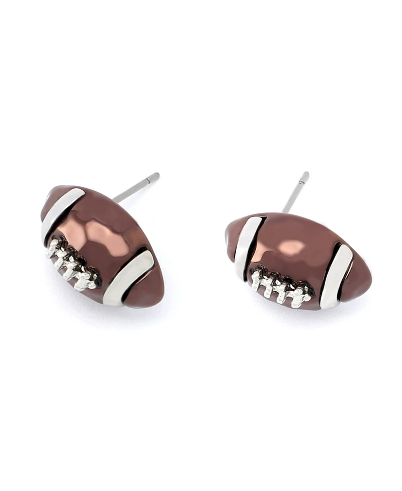 Betsey Johnson Faux Stone Brown Kick Off Football Stud Earrings