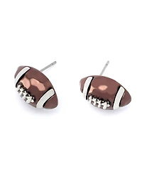 Betsey Johnson Faux Stone Brown Kick Off Football Stud Earrings