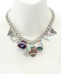Betsey Johnson Faux Stone Kick Off Football Charm Bib Necklace