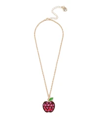 Betsey Johnson Faux Stone Straight Apple Pendant Chain Necklace