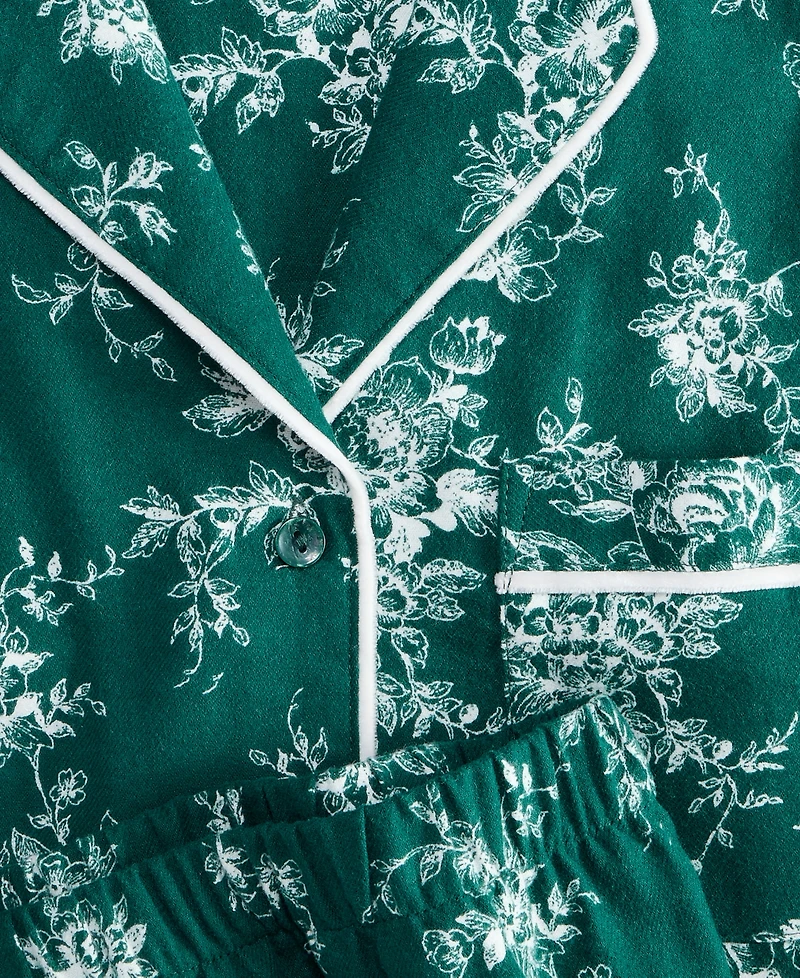 Charter Club Petite Women's Long-Sleeve Cotton Flannel Packaged Pajama Set, Created for Macy's