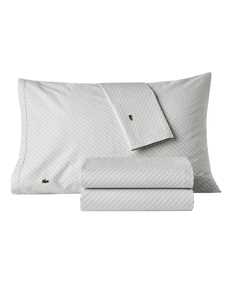 Lacoste Mini Geo Logo 200-Thread Count Cotton 4-Pc. Sheet Set, California King