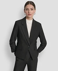 Dkny Women's Pinstripe Ruched-Sleeve One-Button Blazer