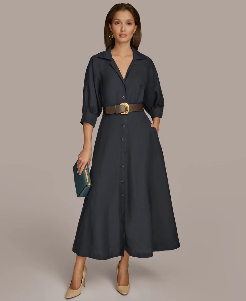 Donna Karan New York Women's Belted Midi Shirtdress