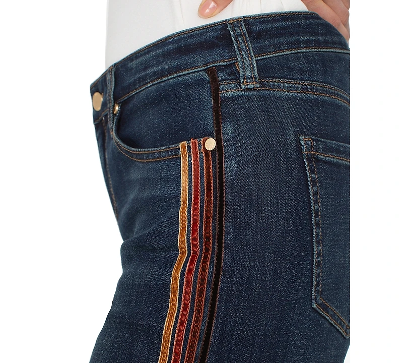 Liverpool Los Angeles Women's Mid-Rise Stride Wide-Leg Velvet-Trim Jeans