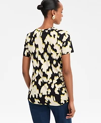 I.n.c. International Concepts Women's Cotton Printed Ruched-Waist T-Shirt, Macy's Exclusive