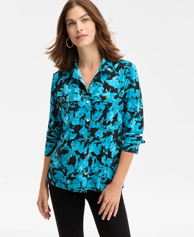 I.n.c. International Concepts Women's Printed Utility Top, Macy's Exclusive
