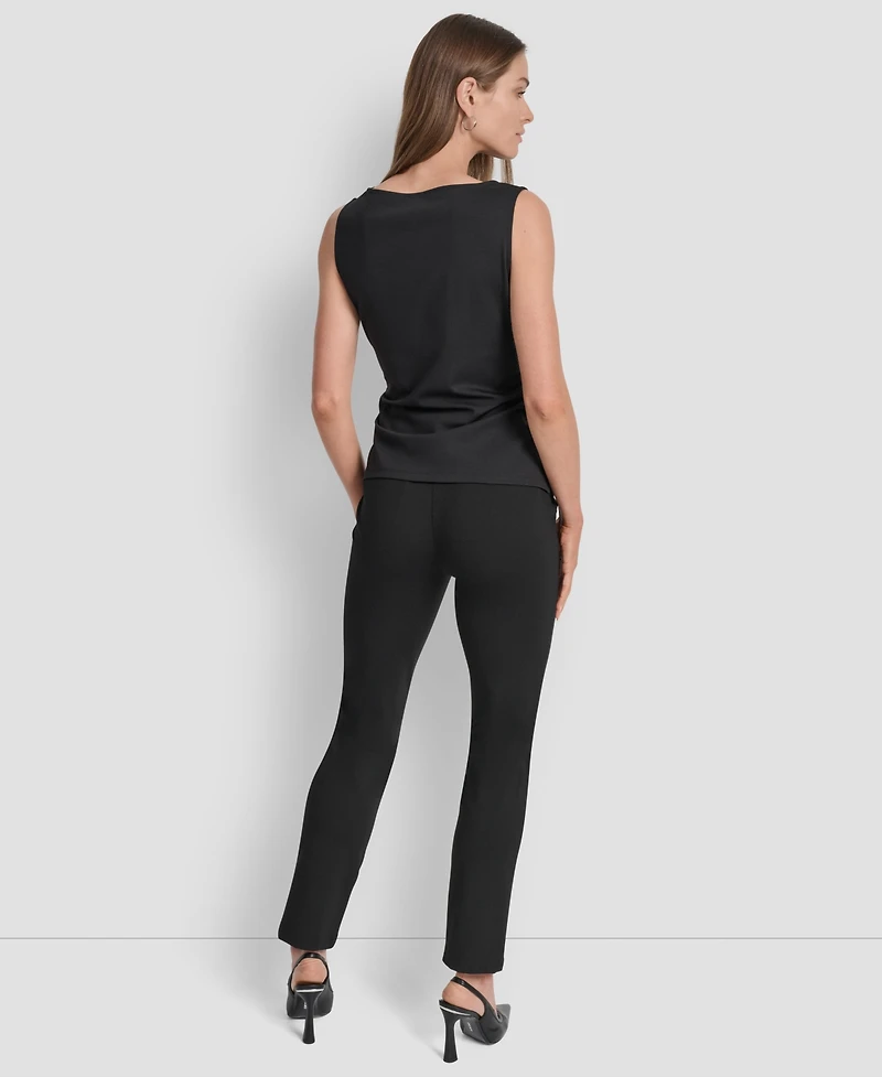 Dkny Women's Sleeveless Side-Slit Ruched Top