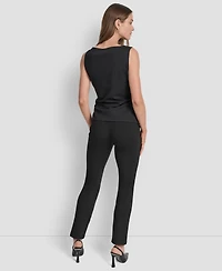 Dkny Women's Sleeveless Side-Slit Ruched Top