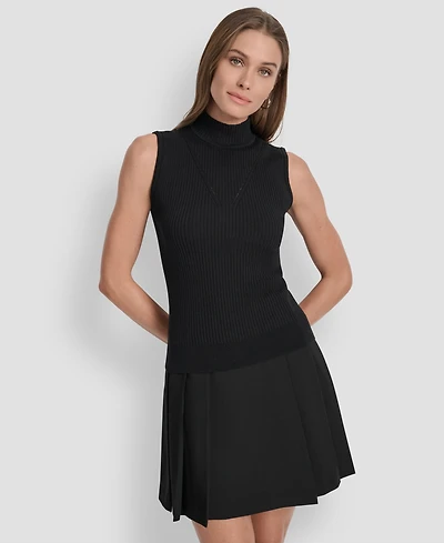 Dkny Women's Mock Neck Sleeveless Knit Top