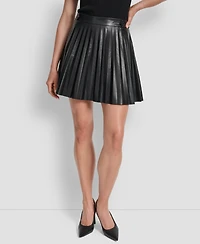 Dkny Women's Faux-Leather Pleated Mini Skirt