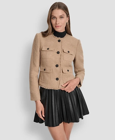 Dkny Women's Tweed Pocket-Front Crop Jacket