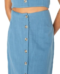 Roxy Juniors' Island Nomad Cotton Button-Front Midi Skirt
