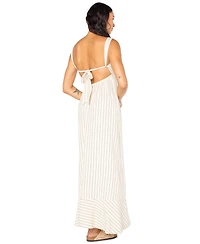 Roxy Juniors' Wilder Coast Striped V-Neck Tie-Back Maxi Dress