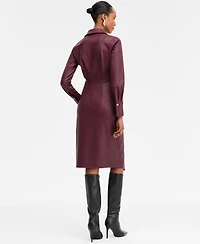 I.n.c. International Concepts Women's Surplice-Neck Faux-Leather Dress, Macy's Exclusive