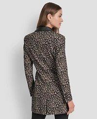 Dkny Women's Faux-Leather-Trim Leopard-Print Jacket